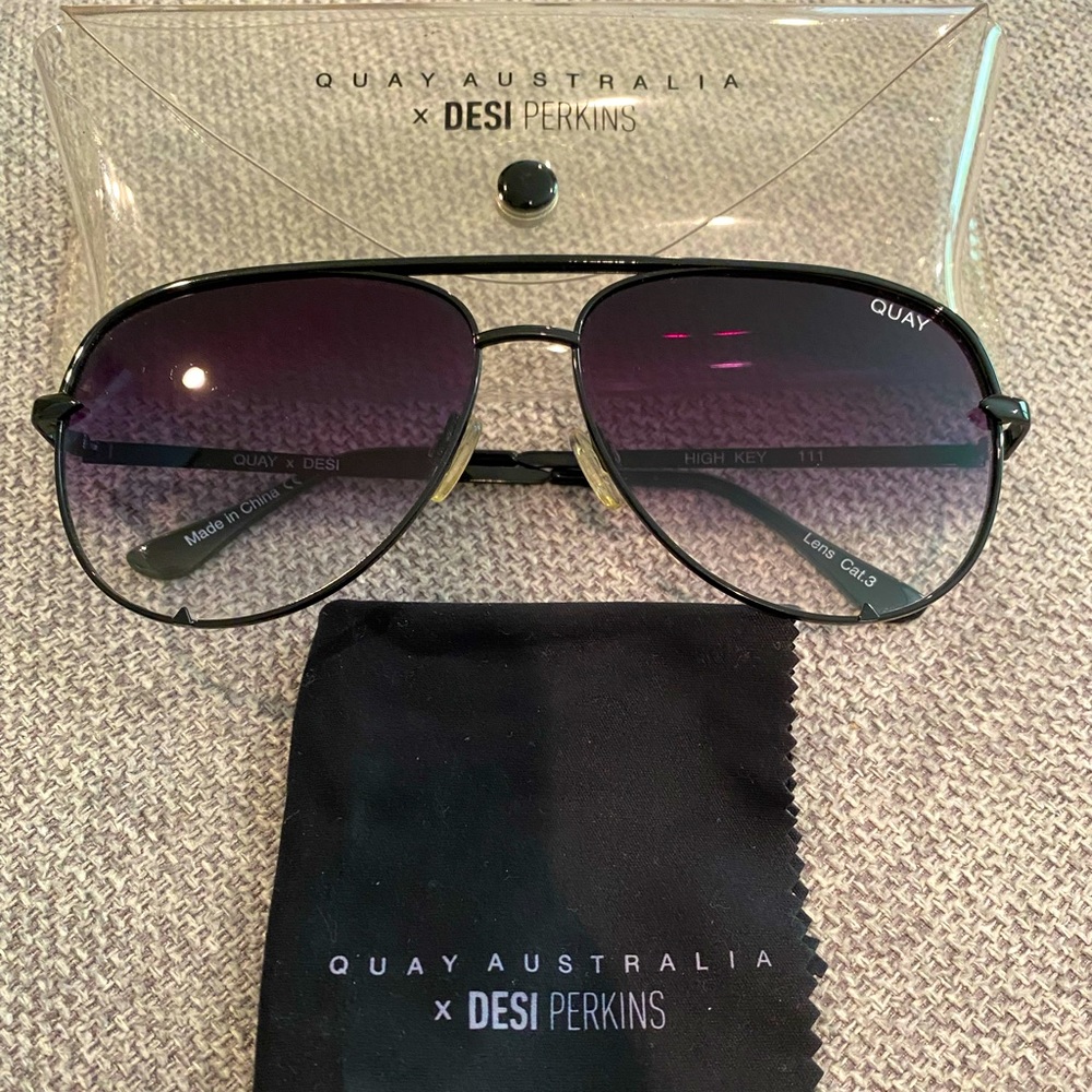 Desi High Key x Quay sunglasses in faded black
